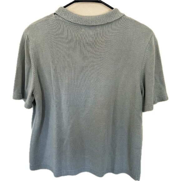 Alfred Dunner Womens XL Floral Embroidered Sage Green Knit Short Sleeve Sweater - Picture 3 of 4